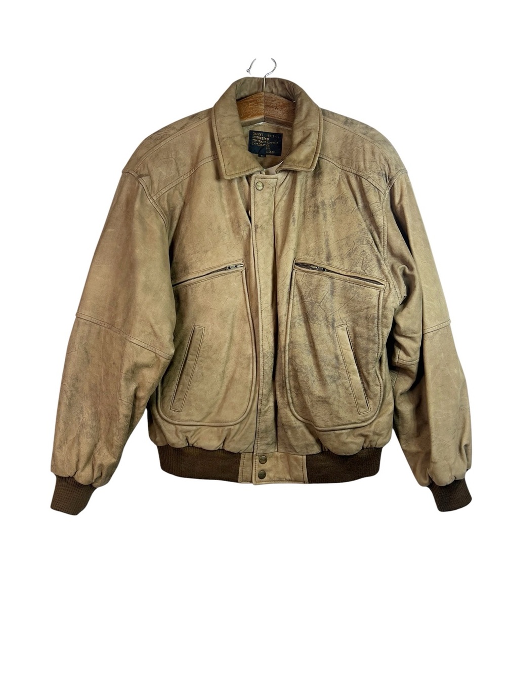 Vintage Exploration by Adler Mens Distressed Leather Bomber Jacket Korea Size M